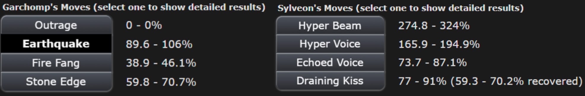 Pokémon Move Damage Matrix